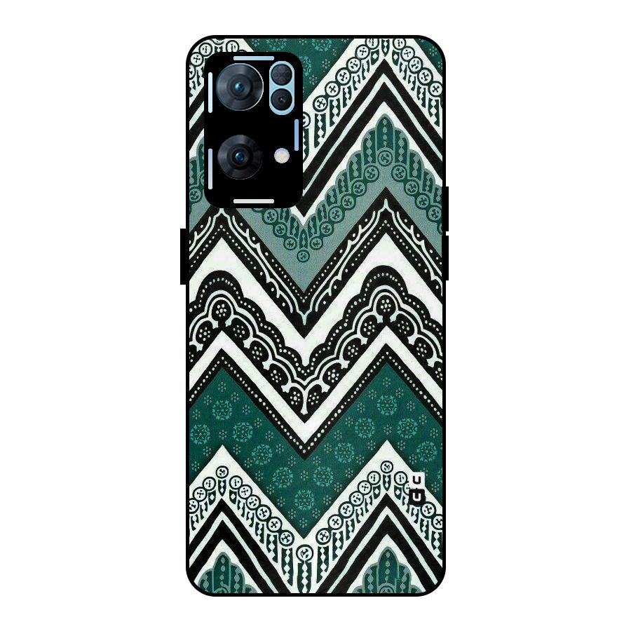 Green Chevron Metal Back Case for Oppo Reno7 Pro 5G