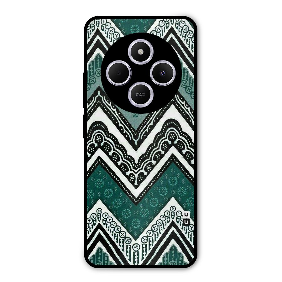 Green Chevron Metal Back Case for Poco C75 5G