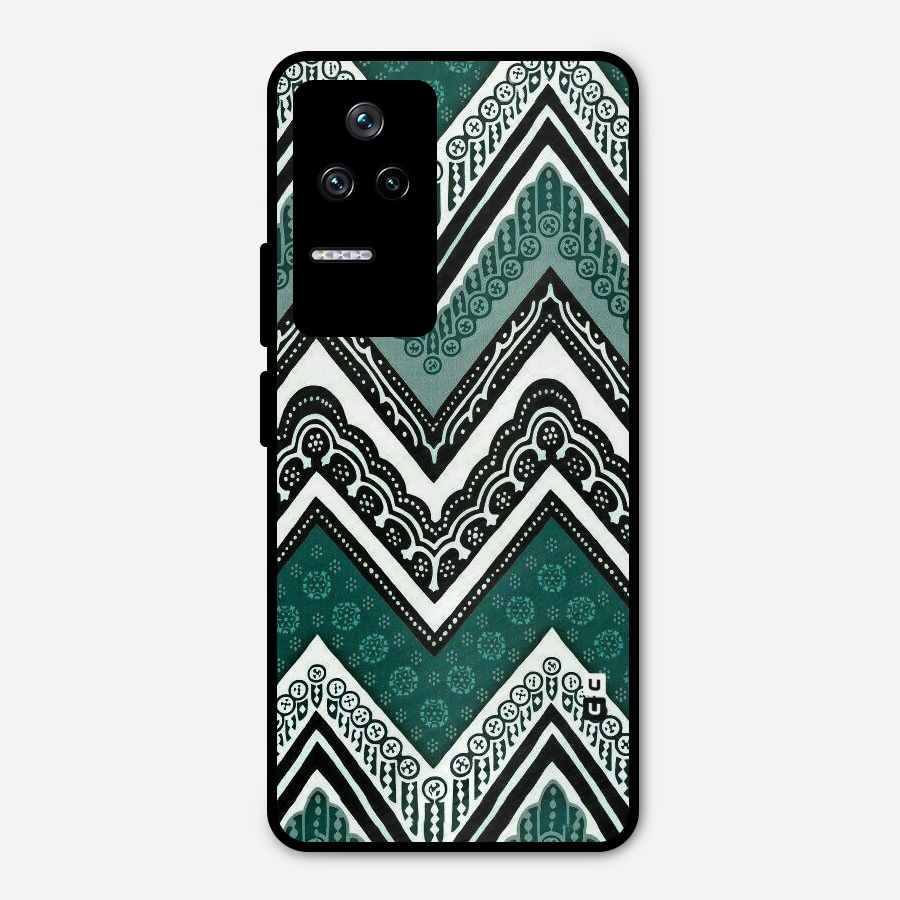 Green Chevron Metal Back Case for Poco F4 5G