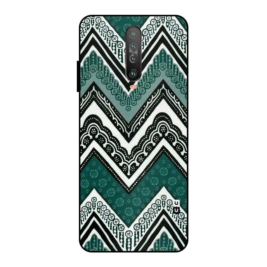 Green Chevron Metal Back Case for Poco X2