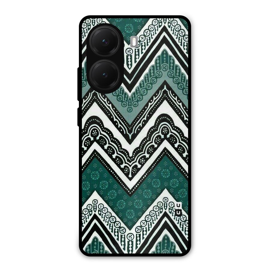 Green Chevron Metal Back Case for Poco X7 Pro