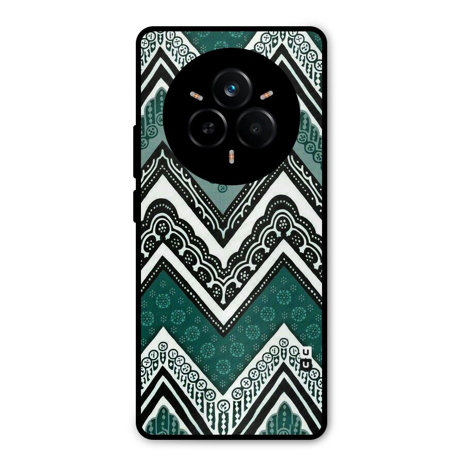Green Chevron Metal Back Case for Realme 14 Pro