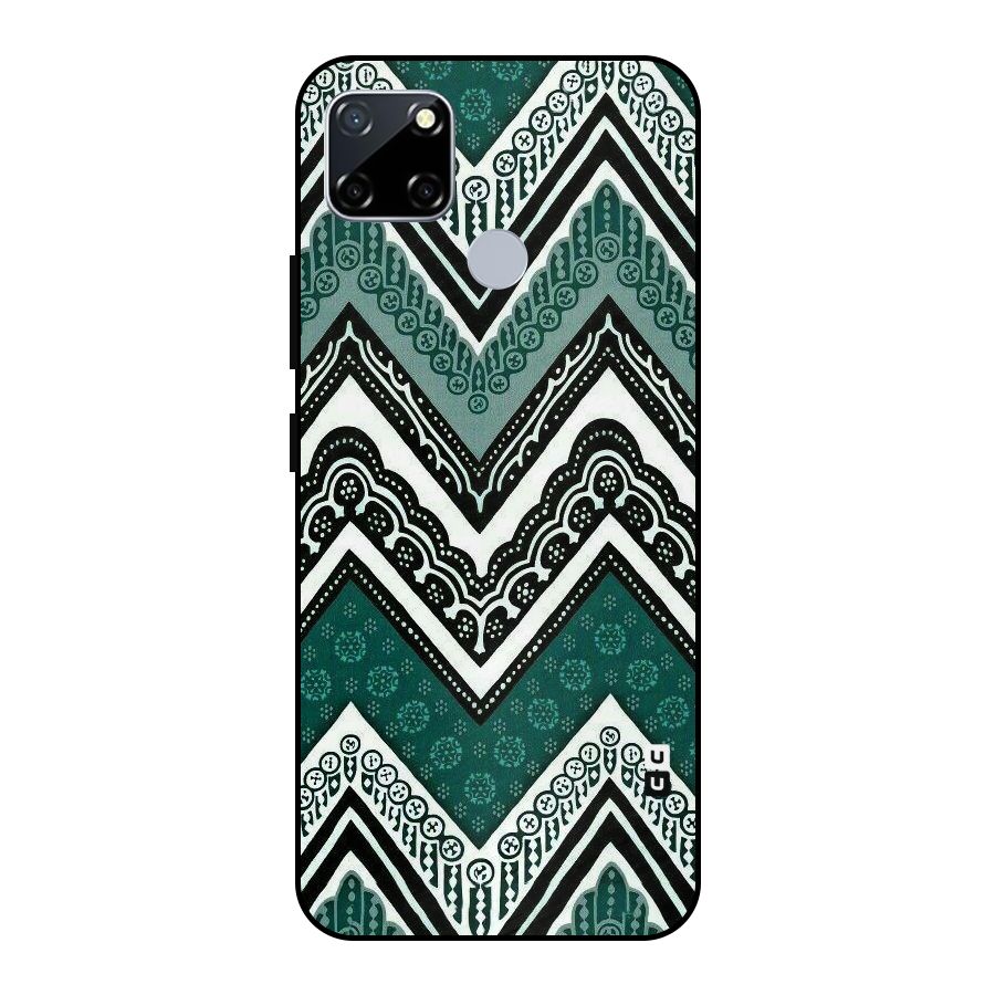 Green Chevron Metal Back Case for Realme Narzo 30A