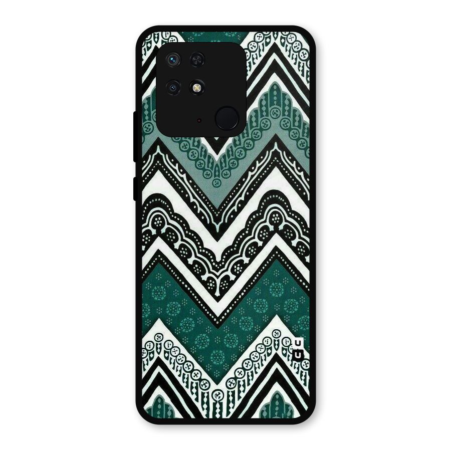 Green Chevron Metal Back Case for Redmi 10 Power