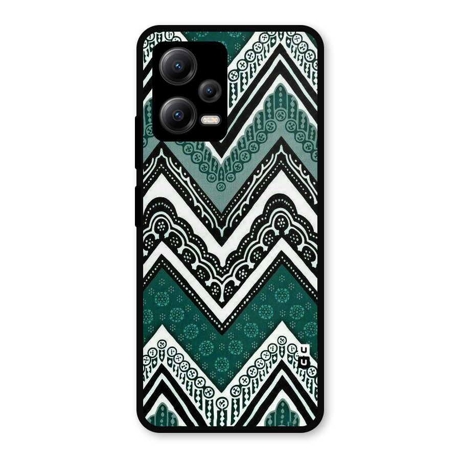 Green Chevron Metal Back Case for Redmi Note 12 5G