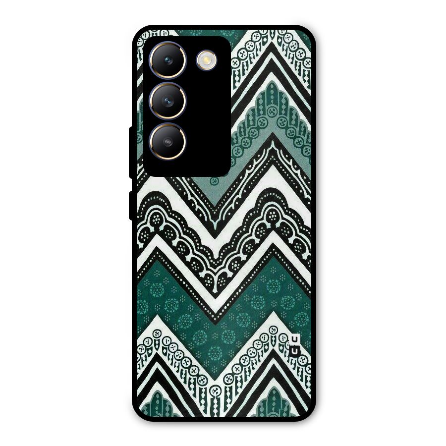 Green Chevron Metal Back Case for Vivo T3 5G