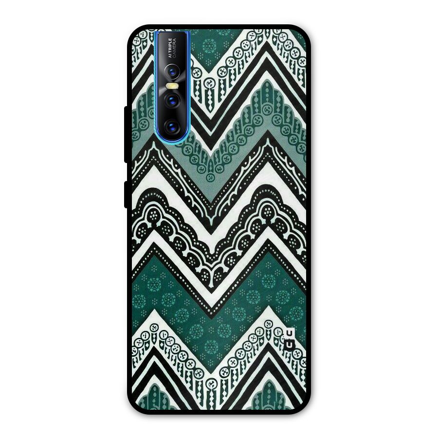 Green Chevron Metal Back Case for Vivo V15 Pro