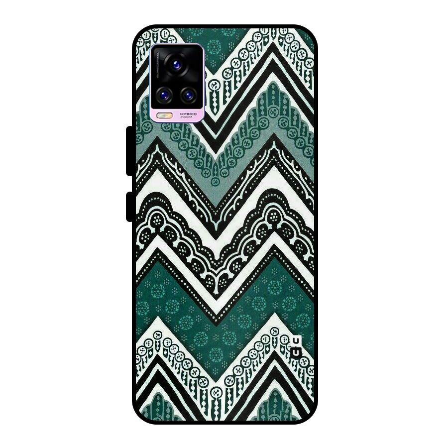 Green Chevron Metal Back Case for Vivo V20 Pro