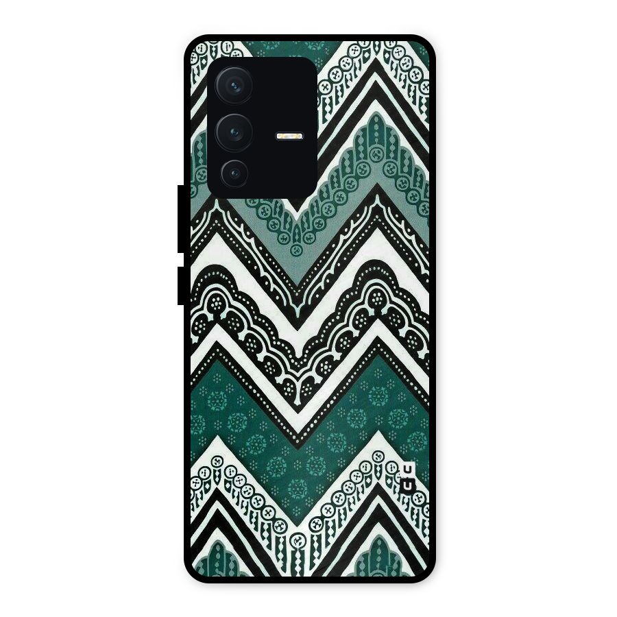 Green Chevron Metal Back Case for Vivo V23 5G