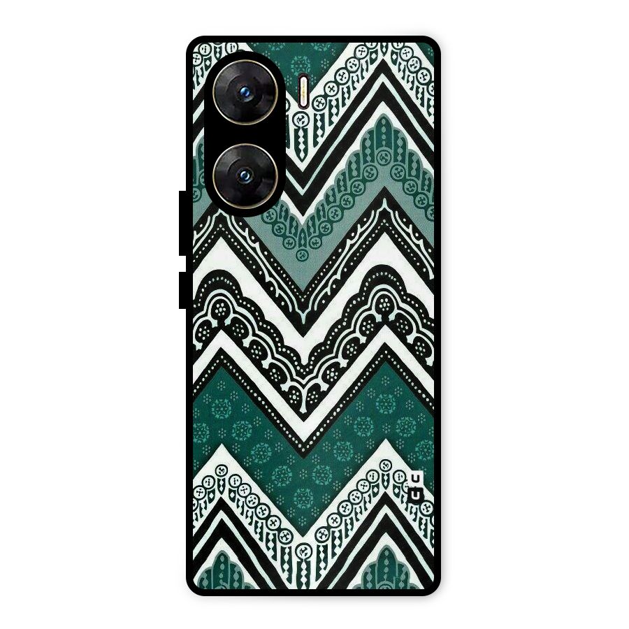 Green Chevron Metal Back Case for Vivo V29e