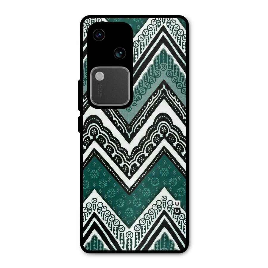 Green Chevron Metal Back Case for Vivo V30