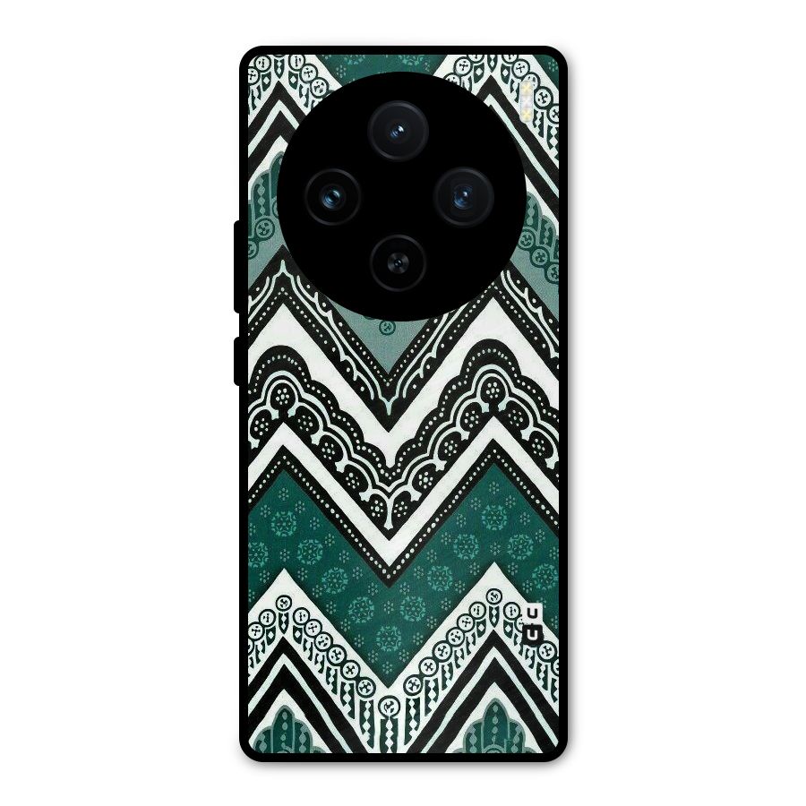 Green Chevron Metal Back Case for Vivo X100
