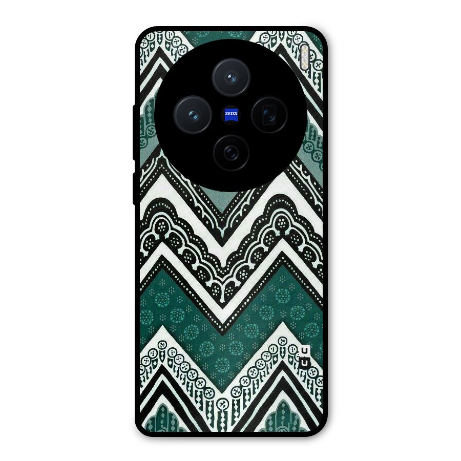 Green Chevron Metal Back Case for Vivo X200