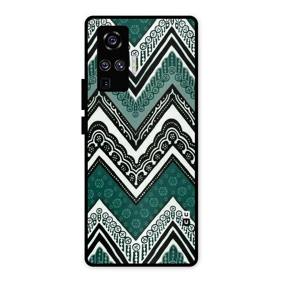 Green Chevron Metal Back Case for Vivo X50 Pro
