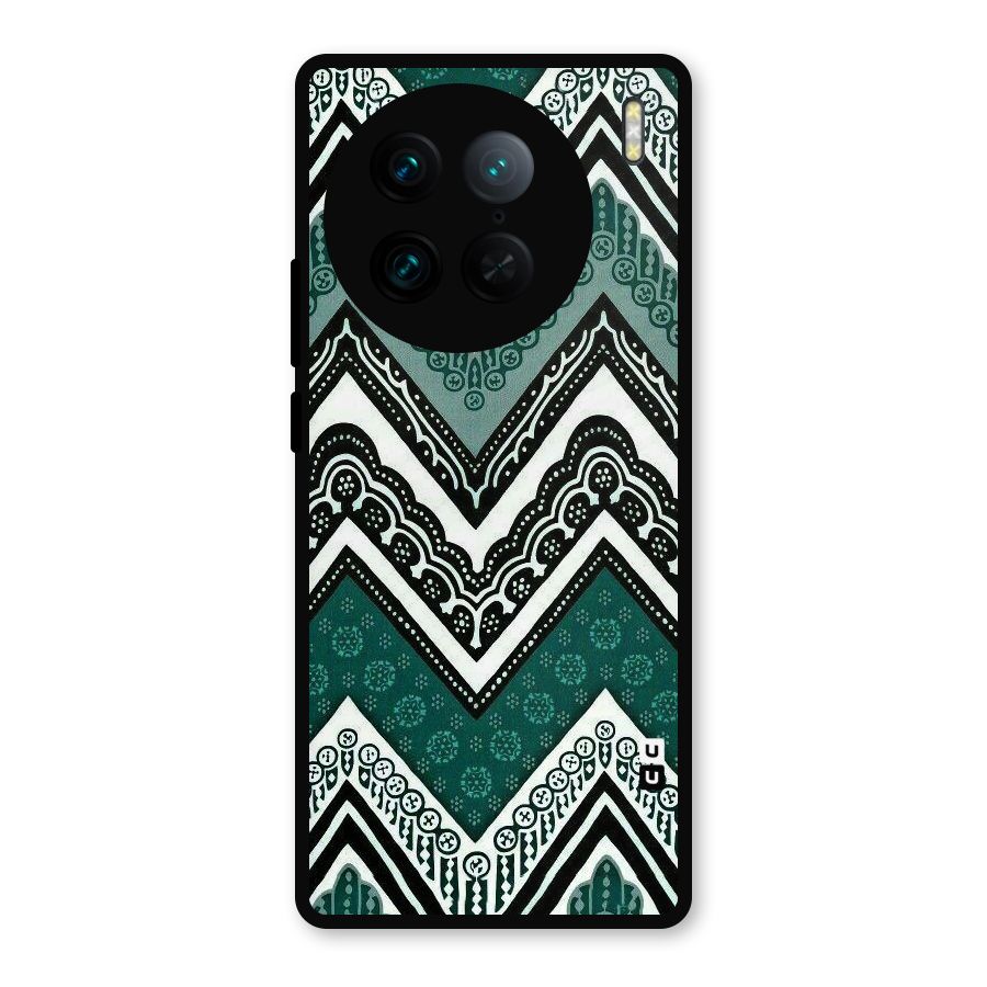 Green Chevron Metal Back Case for Vivo X90 Pro