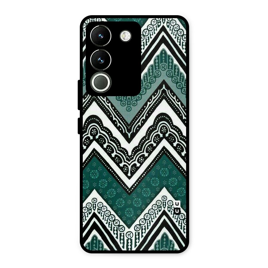 Green Chevron Metal Back Case for Vivo Y200