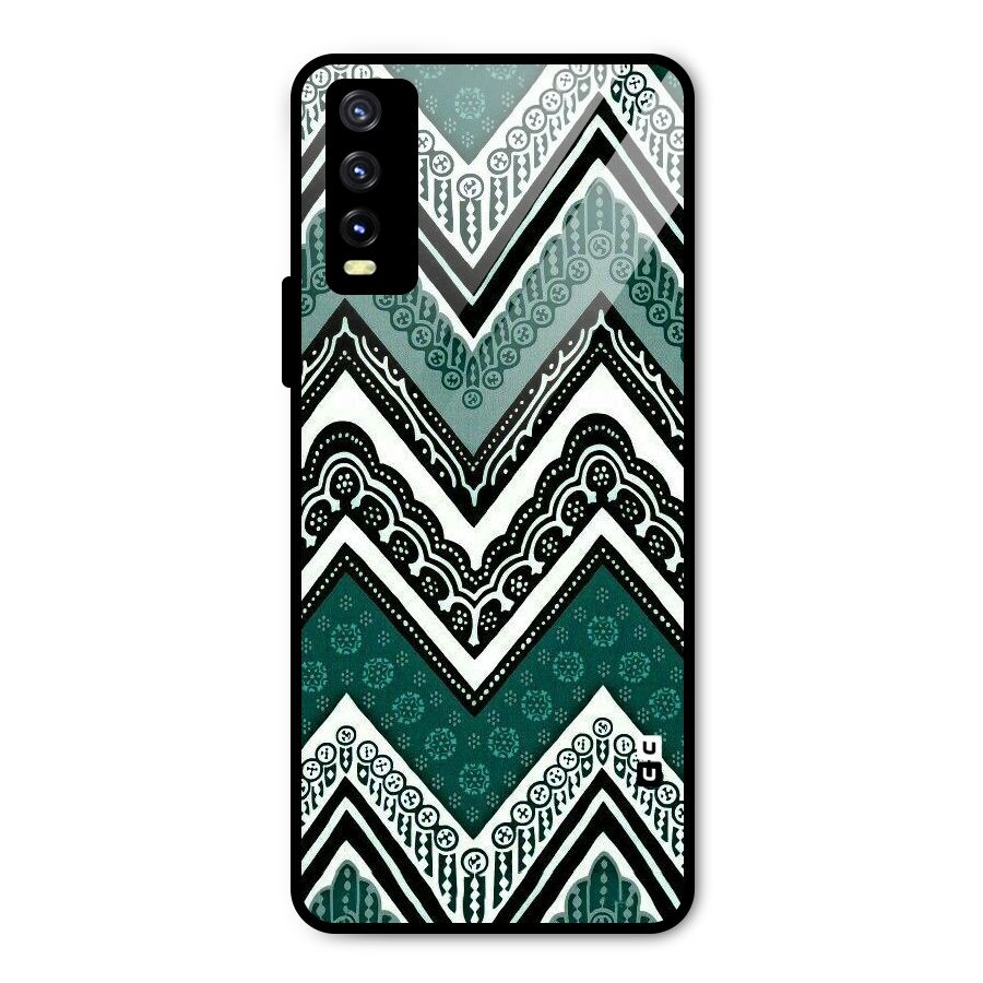 Green Chevron Metal Back Case for Vivo Y20t