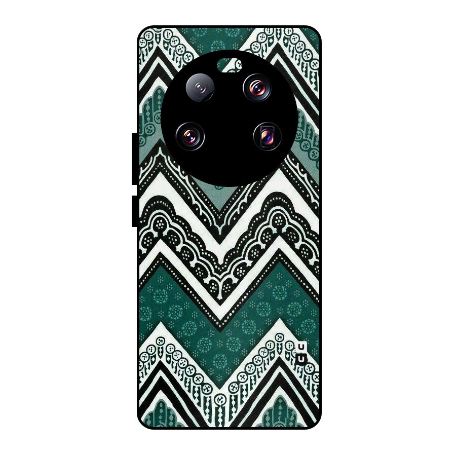 Green Chevron Metal Back Case for Xiaomi 13 Ultra