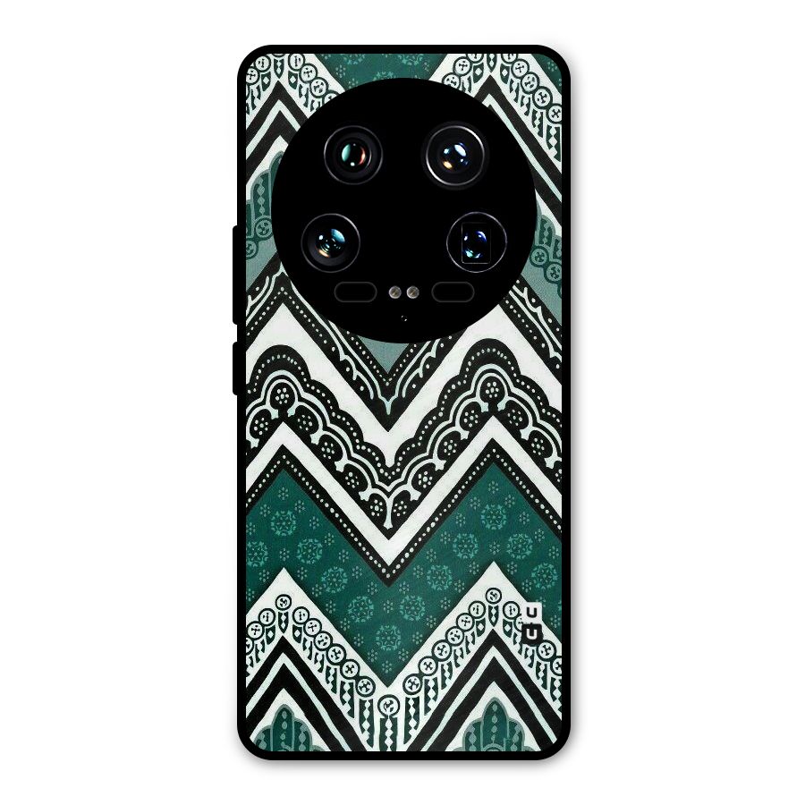 Green Chevron Metal Back Case for Xiaomi 14 Ultra