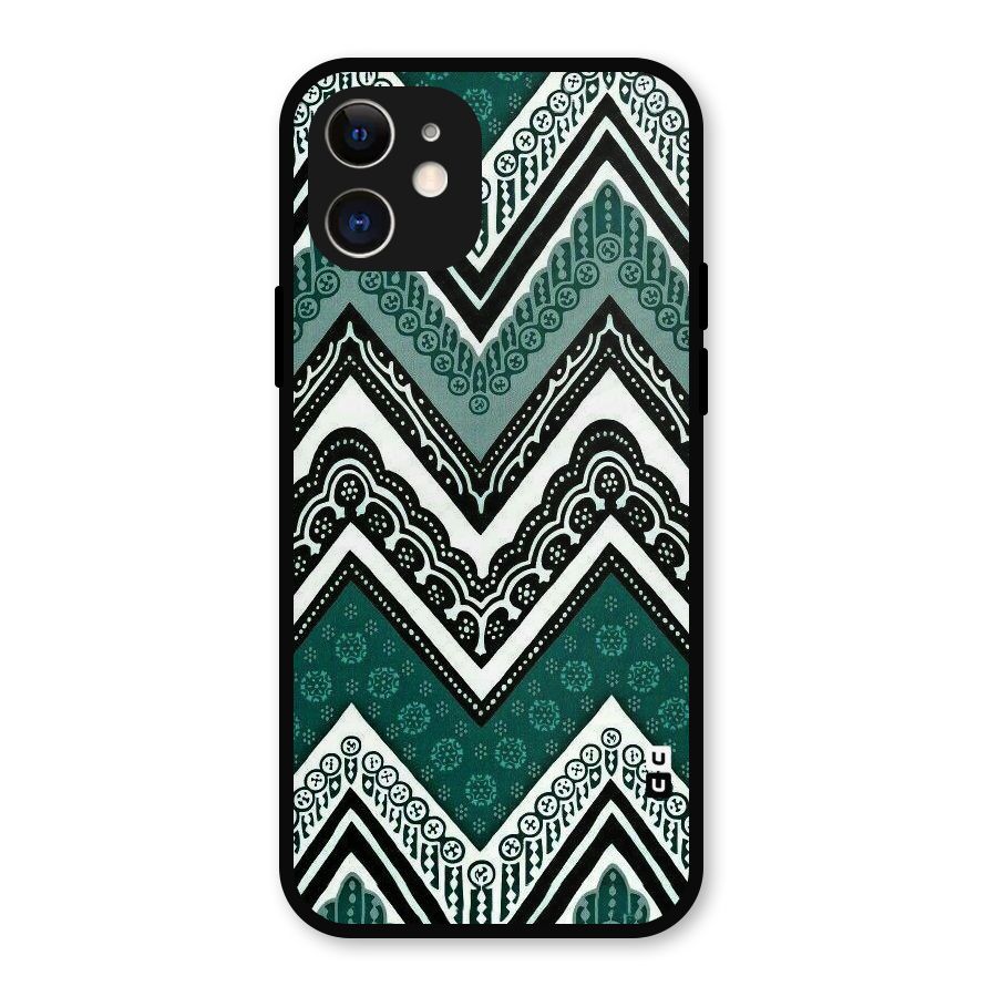 Green Chevron Metal Back Case for iPhone 12