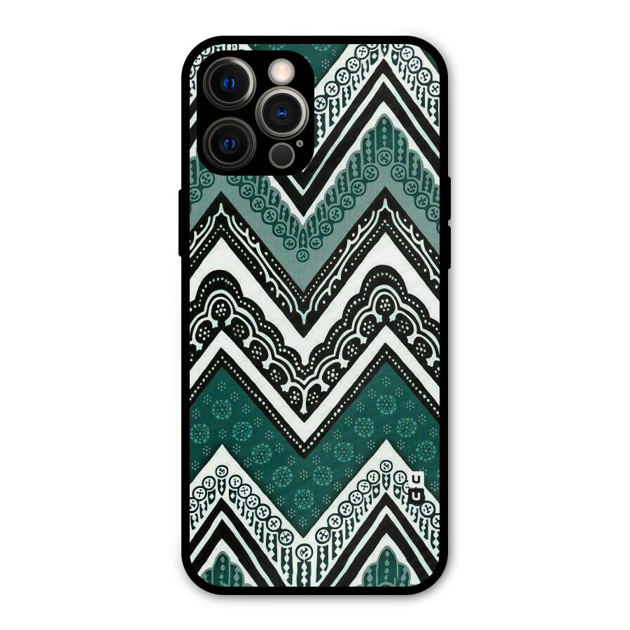 Green Chevron Metal Back Case for iPhone 12 Pro Max