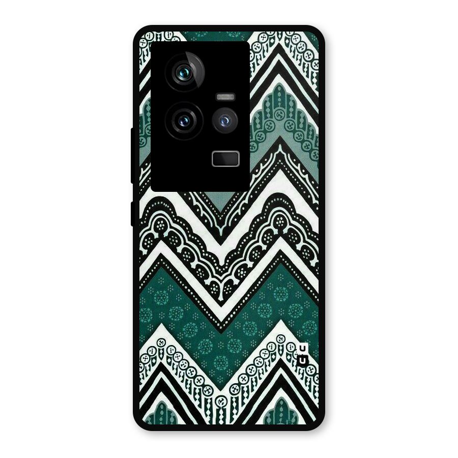 Green Chevron Metal Back Case for iQOO 11 5G