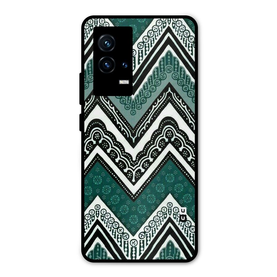 Green Chevron Metal Back Case for iQOO 9 5G