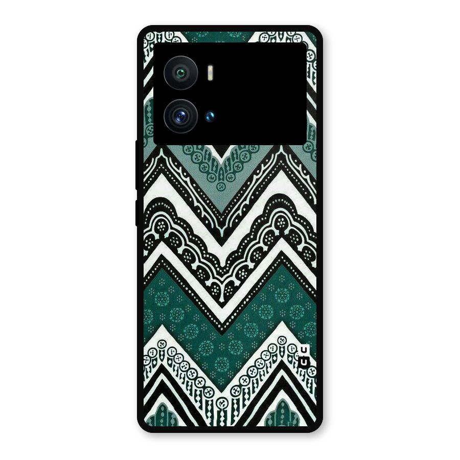 Green Chevron Metal Back Case for iQOO 9 Pro