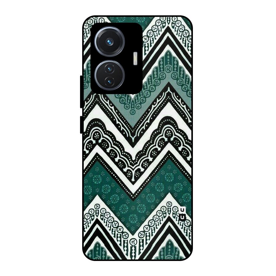 Green Chevron Metal Back Case for iQOO Z6 44W
