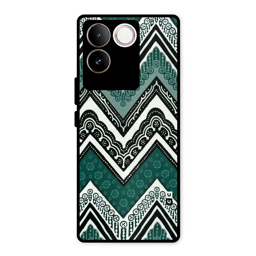 Green Chevron Metal Back Case for iQOO Z7 Pro