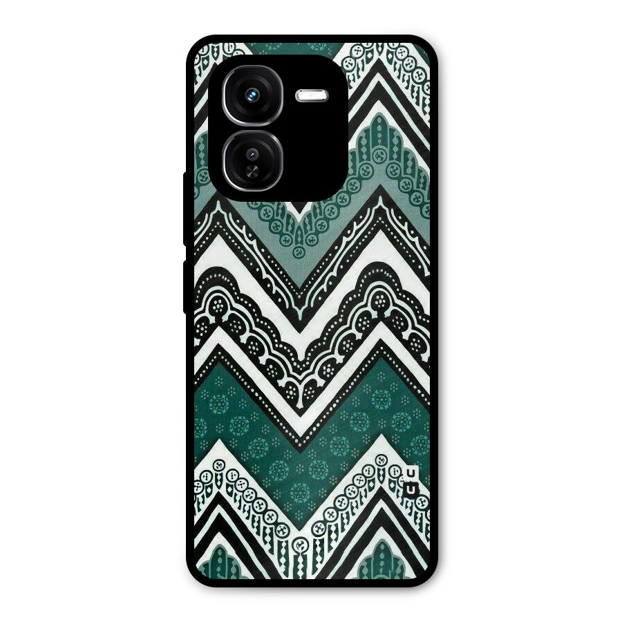 Green Chevron Metal Back Case for iQOO Z9x