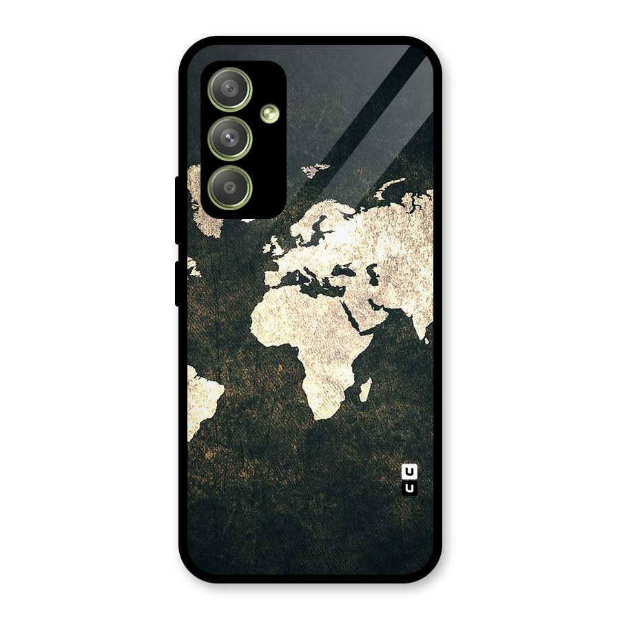 Green Gold Map Design Glass Back Case for Galaxy A54