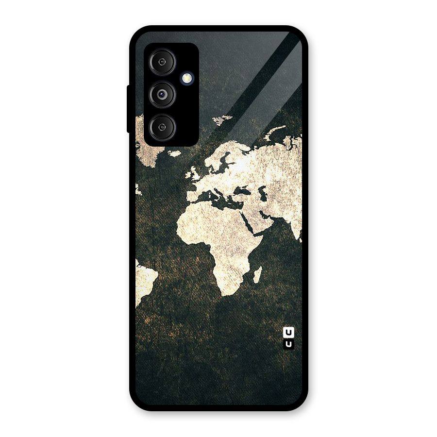 Green Gold Map Design Glass Back Case for Galaxy M14 5G