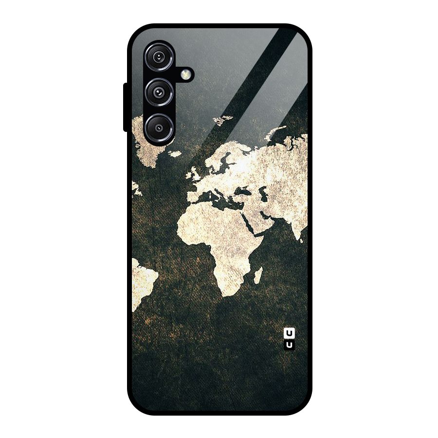 Green Gold Map Design Glass Back Case for Galaxy M34 5G