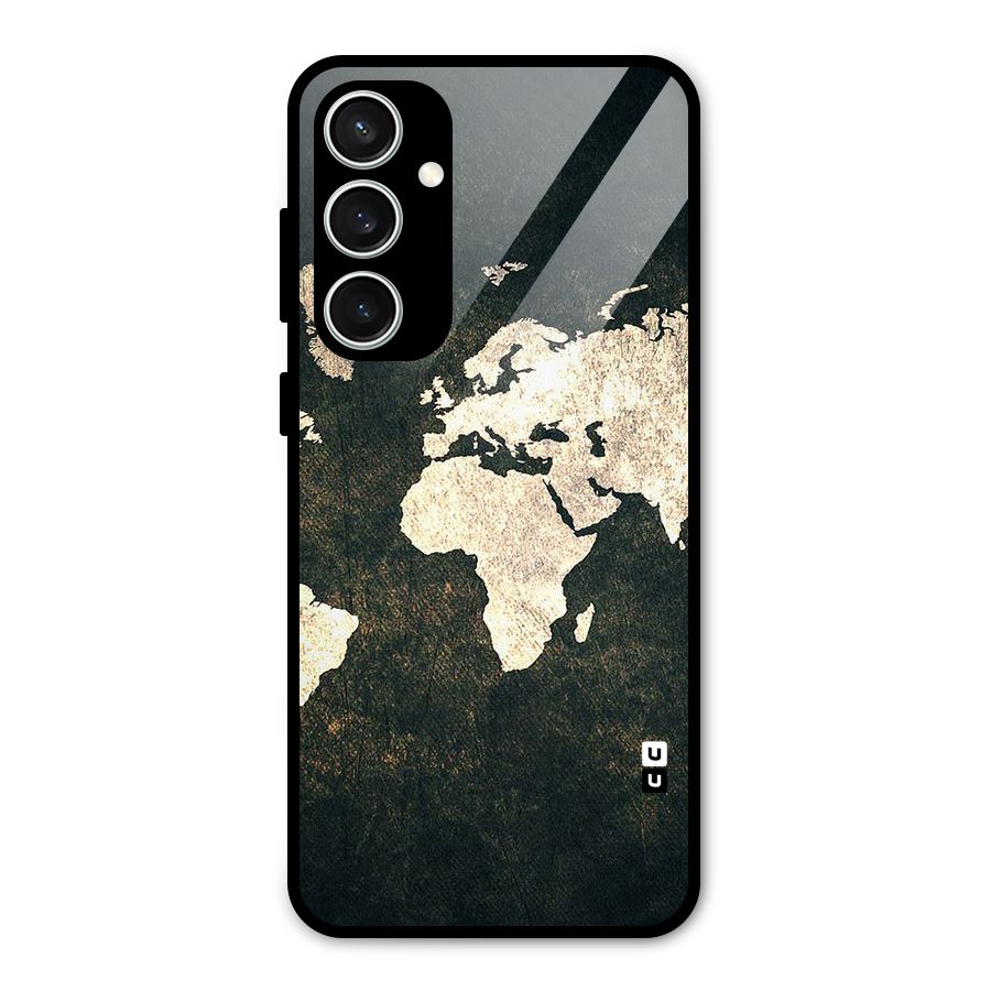 Green Gold Map Design Glass Back Case for Galaxy S23 FE