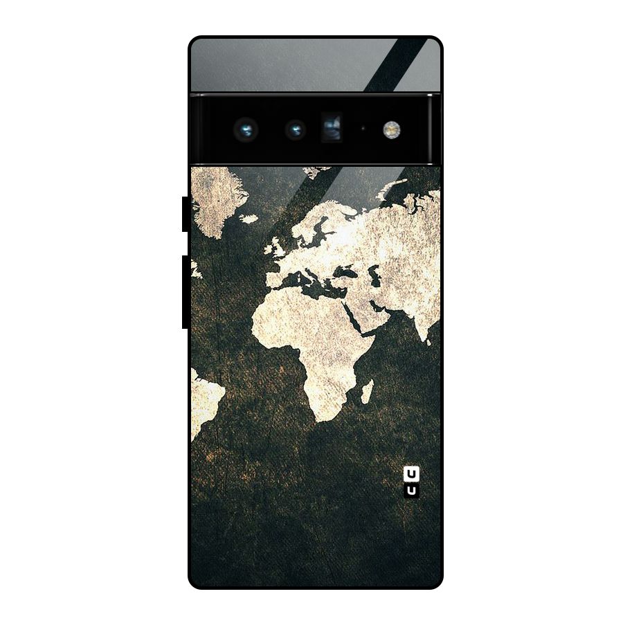 Green Gold Map Design Glass Back Case for Google Pixel 6 Pro
