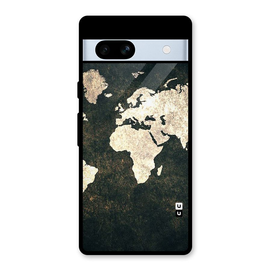 Green Gold Map Design Glass Back Case for Google Pixel 7a