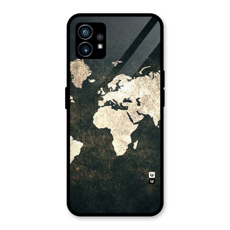 Green Gold Map Design Glass Back Case for Nothing Phone 1