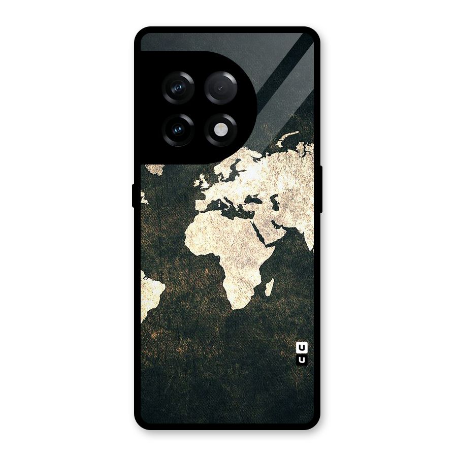 Green Gold Map Design Glass Back Case for OnePlus 11R