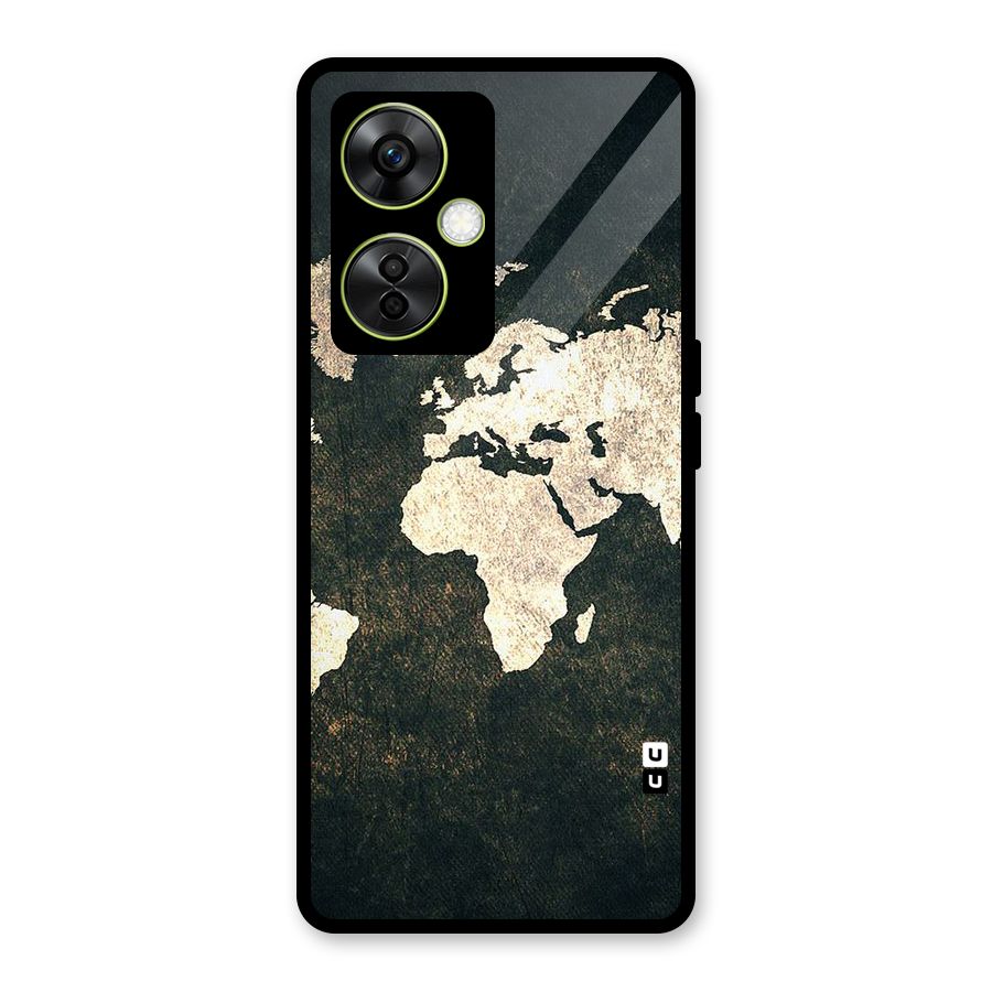 Green Gold Map Design Glass Back Case for OnePlus Nord CE 3 Lite