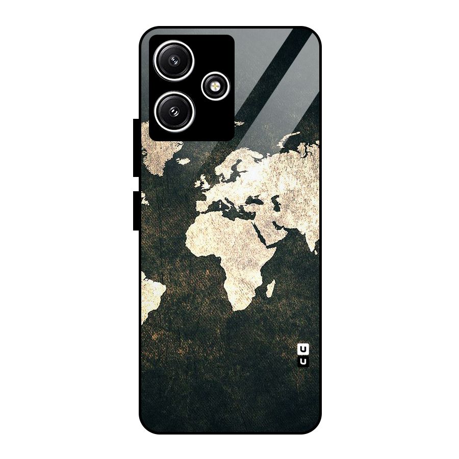 Green Gold Map Design Glass Back Case for Poco M6 Pro