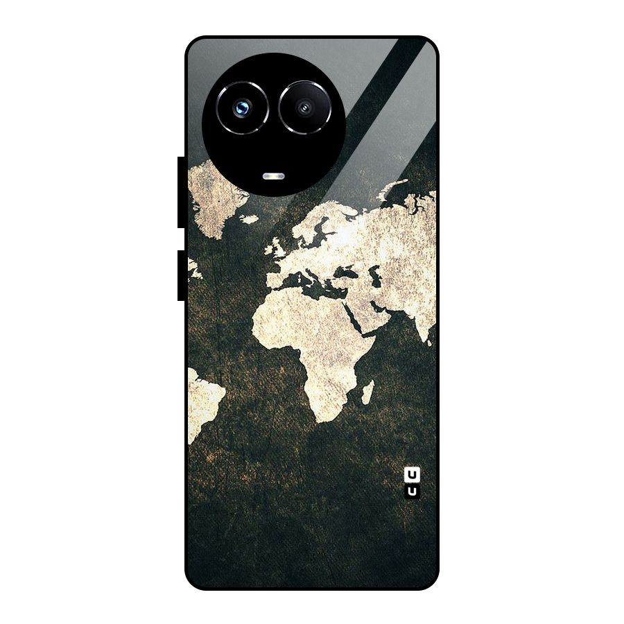 Green Gold Map Design Glass Back Case for Realme 11X