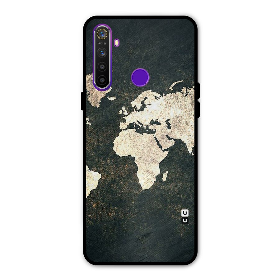 Green Gold Map Design Glass Back Case for Realme 5s
