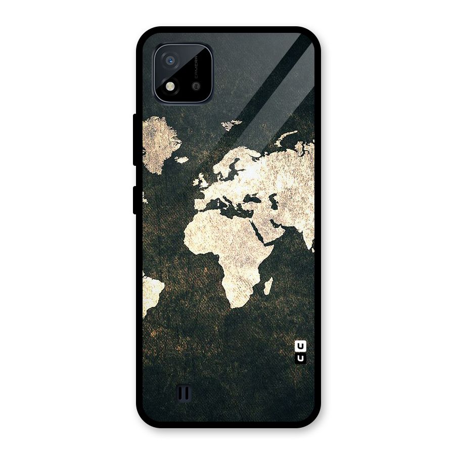 Green Gold Map Design Glass Back Case for Realme C11 2021