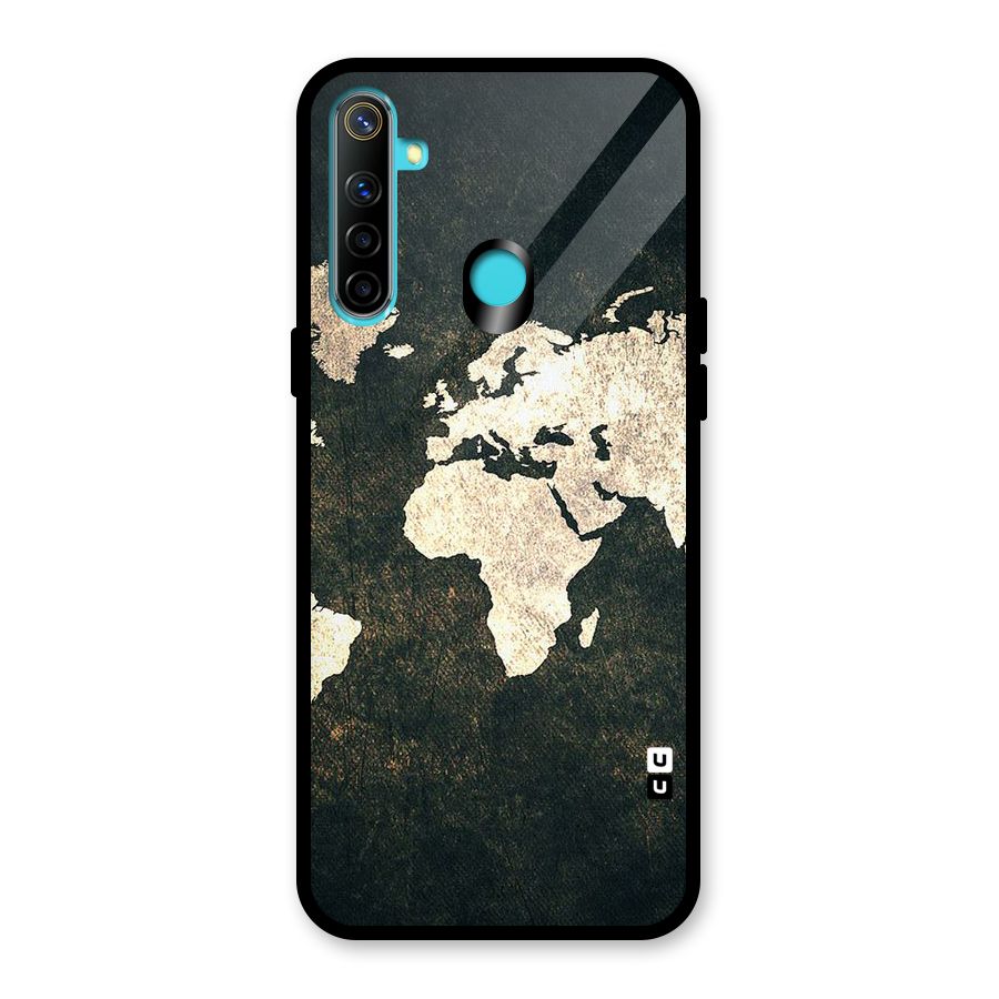 Green Gold Map Design Glass Back Case for Realme Narzo 10