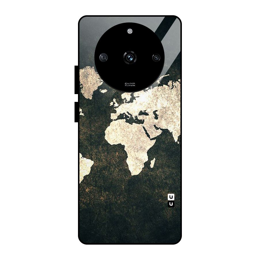 Green Gold Map Design Glass Back Case for Realme Narzo 60 5G