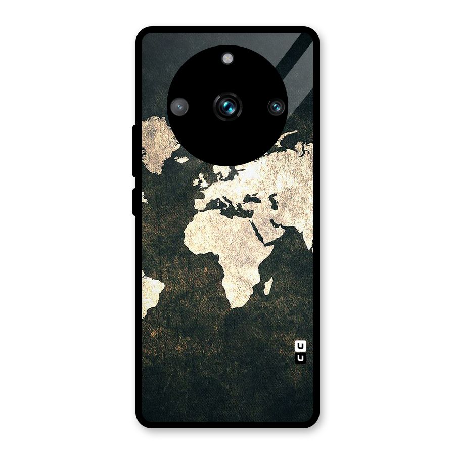 Green Gold Map Design Glass Back Case for Realme Narzo 60 Pro