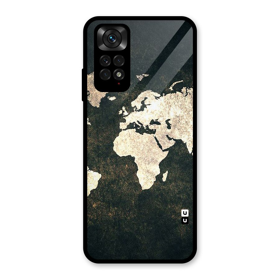 Green Gold Map Design Glass Back Case for Redmi Note 11S