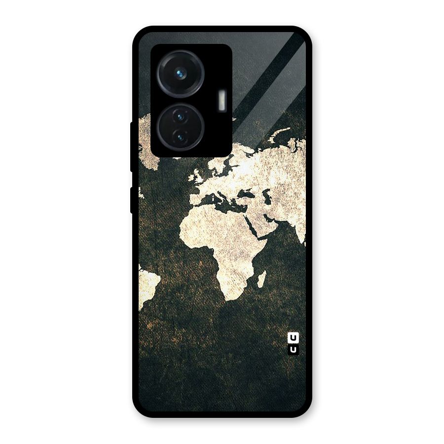Green Gold Map Design Glass Back Case for Vivo T1 44W