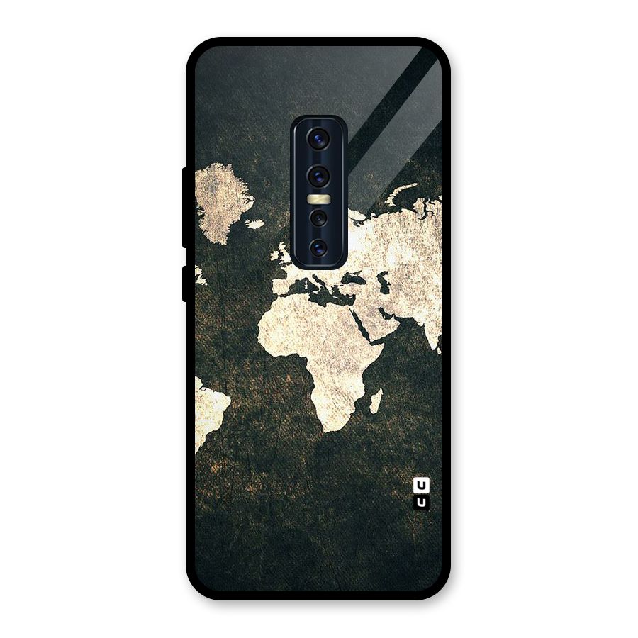 Green Gold Map Design Glass Back Case for Vivo V17 Pro